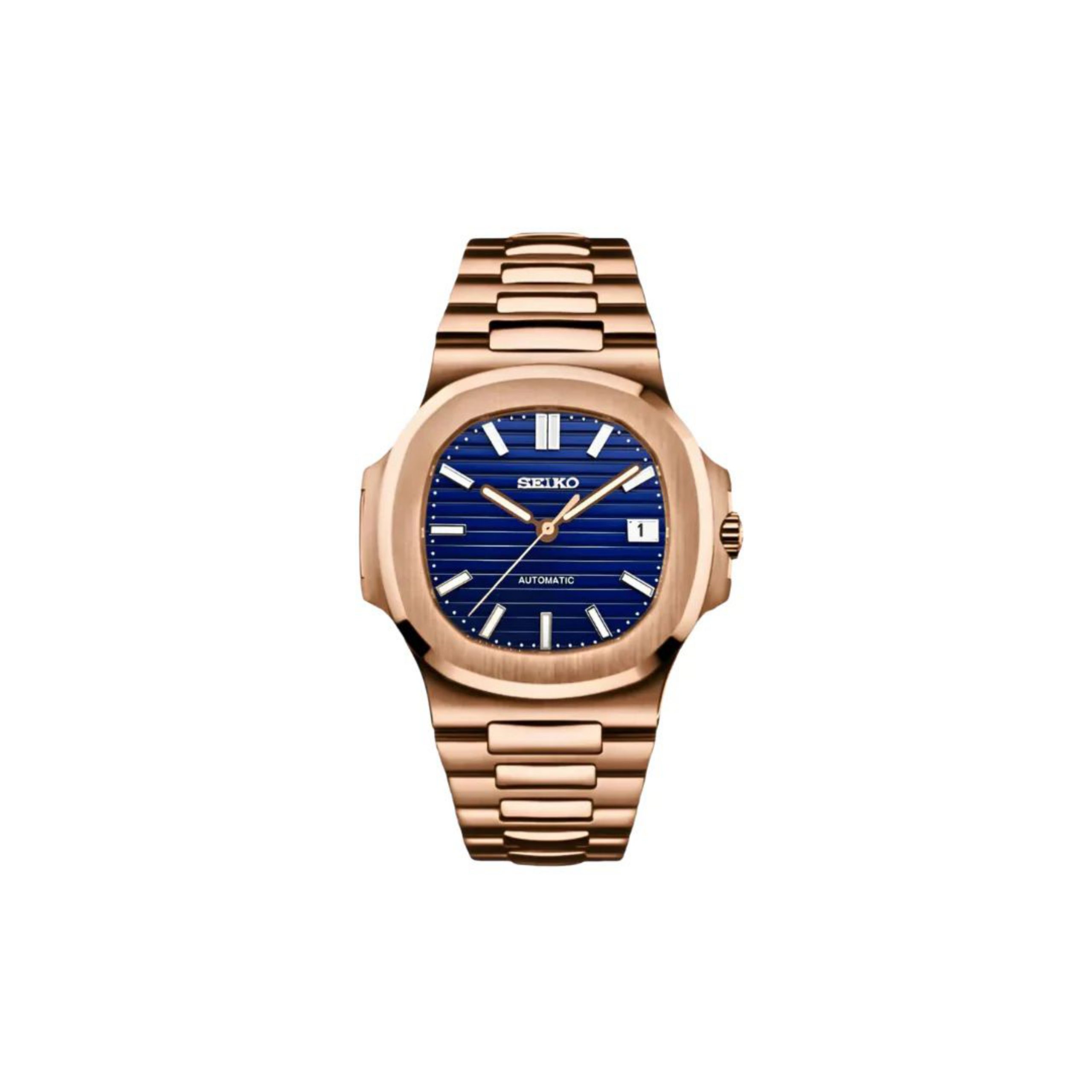 Integrated Rose Gold Blue Dial